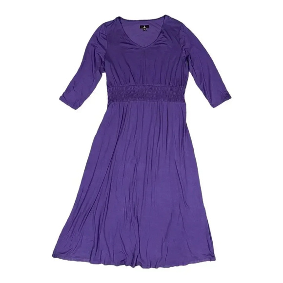 J Jason Wu Purple 3/4 Sleeve Jersey Midi Dress L - Picture 2 of 5